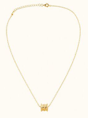 Axis – Gold Barrel Charm Necklace Tarnish Resistant, Stainless Steel